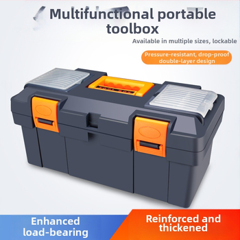 HB műanyag szerszámdoboz, vastagított típus, hordozható kézi tároló háztartási és autókarbantartási célra, többfunkciós alkatrész-doboz
