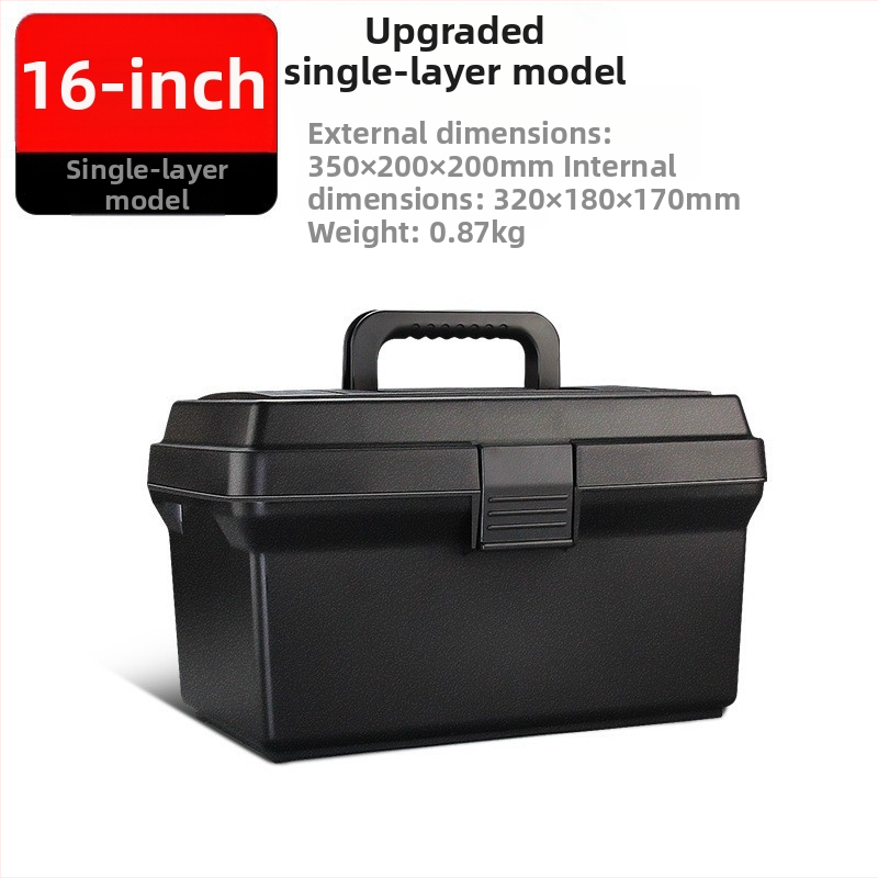 HB műanyag szerszámdoboz, vastagított típus, hordozható kézi tároló háztartási és autókarbantartási célra, többfunkciós alkatrész-doboz