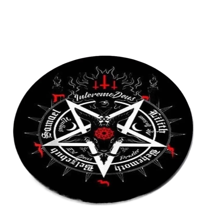 TNNIU Covor rotund pentru living, imprimare flocking cu Viking Valknut și Copacul Vieții Yggdrasil