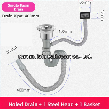 Σετ αποχέτευσης νεροχύτη κουζίνας – διπλή σωληνοδομή αποχέτευσης, μοντέλο JL0098, σχεδίαση με διπλό κεφάλι, τύπος έλξης, μοντέρνο μινιμαλιστικό στυλ