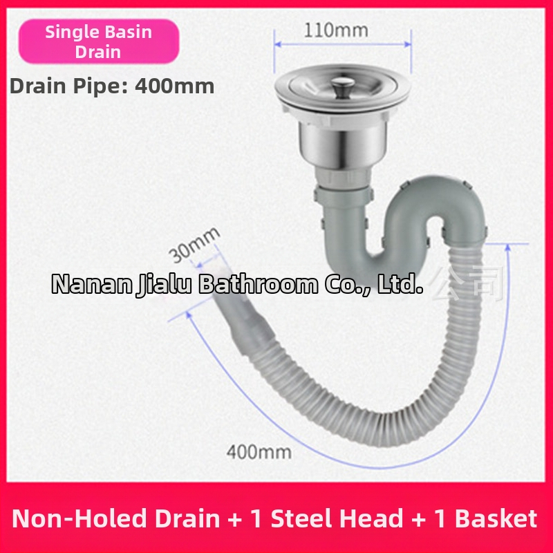 Комплект дренаж за кухненска мивка – двойна дренажна тръба, модел JL0098, форма двойно насочване, тип издърпване, стил модерен минимализъм