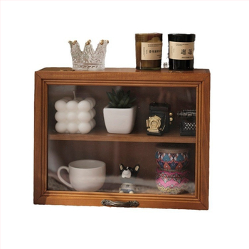 Επιτραπέζιο ξύλινο ντουλάπι προβολής για φλιτζάνια και σετ τσαγιού, φωτεινός πολυτελής στυλ, προστασία από σκόνη, με καπάκι, υλικό: ξύλο, εκτύπωση λογότυπου: ναι