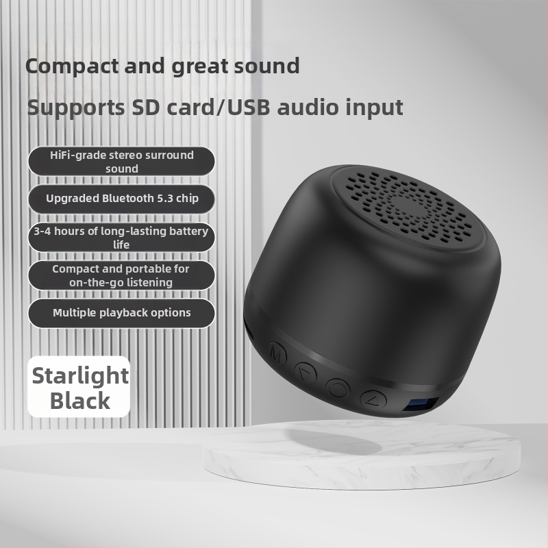 Επιτραπέζιο Bluetooth ηχείο, φορητό για εξωτερική χρήση και binge-watching, ήχος υψηλής ποιότητας - Bluetooth 5.3; συχνότητα 100 Hz–20 kHz; SNR ≥70 dB; ισχύς 5 W; ενσωματωμένη μπαταρία 1000–1200 mAh