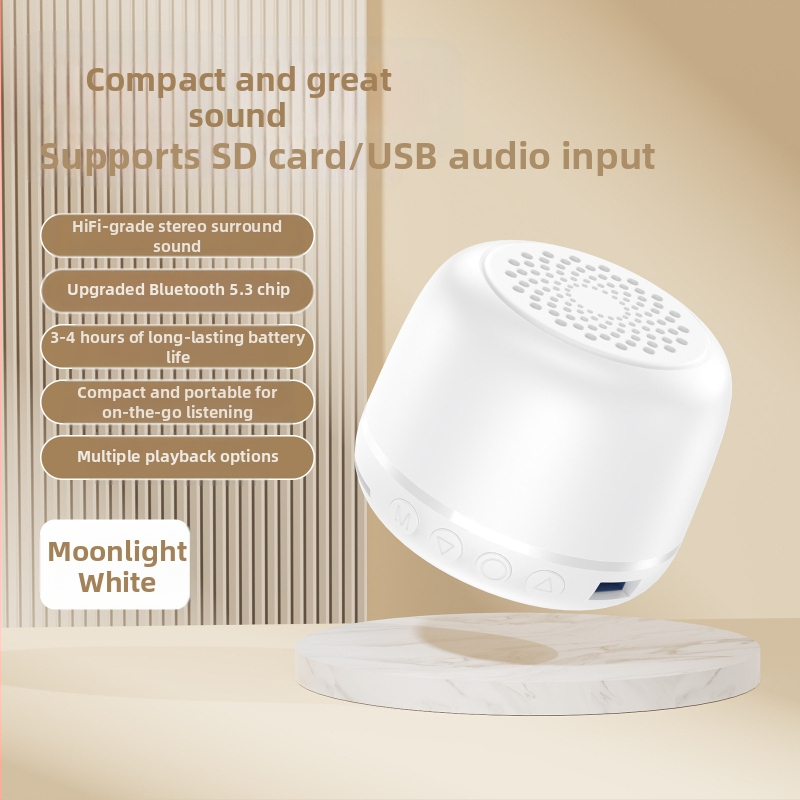 Επιτραπέζιο Bluetooth ηχείο, φορητό για εξωτερική χρήση και binge-watching, ήχος υψηλής ποιότητας - Bluetooth 5.3; συχνότητα 100 Hz–20 kHz; SNR ≥70 dB; ισχύς 5 W; ενσωματωμένη μπαταρία 1000–1200 mAh