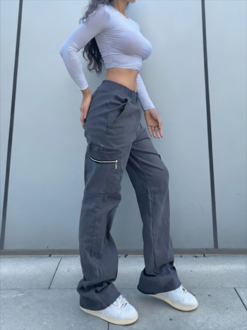 Дамски панталони с прав силует, работен стил, смес найлон-памук (30–50% найлон), средна талия, дълги