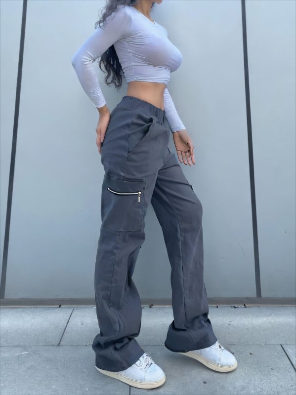 Moteriški kasdieniniai kelnės iš nailono–medvilnės mišinio (30–50% nailono), vidurio juosmuo, tiesus kirpimas, ilgos, mikroelastinės