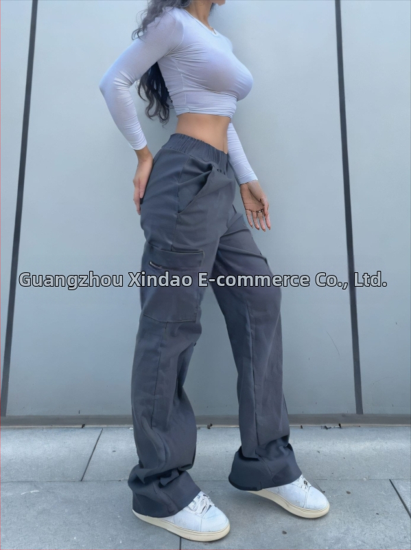 Moteriški kasdieniniai kelnės iš nailono–medvilnės mišinio (30–50% nailono), vidurio juosmuo, tiesus kirpimas, ilgos, mikroelastinės