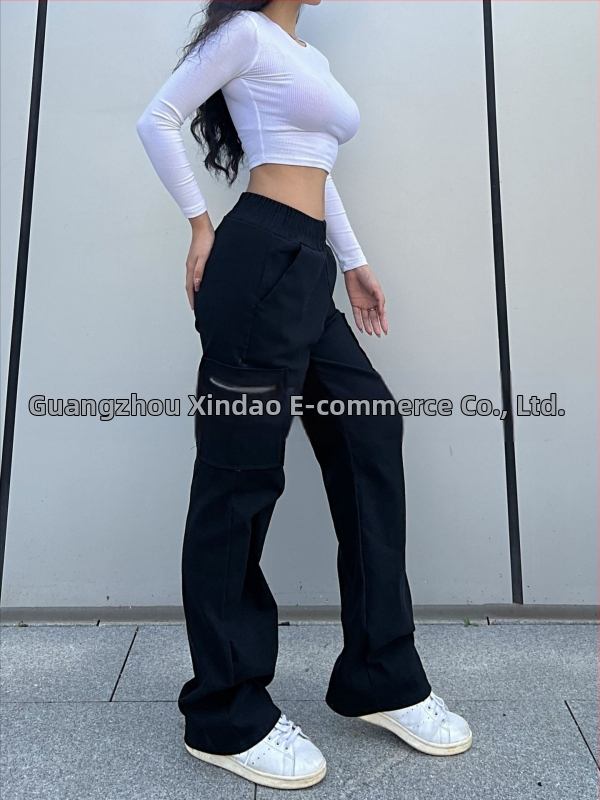 Moteriški kasdieniniai kelnės iš nailono–medvilnės mišinio (30–50% nailono), vidurio juosmuo, tiesus kirpimas, ilgos, mikroelastinės