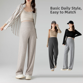 Grūtnieču vaļīgas platās bikses ar platām kājām, kokvilnas-poliestera maisījums 80–90%, piemērotas visiem gadalaikiem, vidēja biezuma, sēžas pacelšana