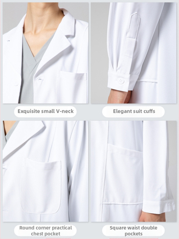 Ανδρικός ιατρικός ρόμπα, μακριά μανίκια, λειτουργία κατά των ρυτίδων, ύφασμα από βαμβακό-μίγμα, επένδυση πολυεστέρα, ιατρικά εργασιακά ρούχα