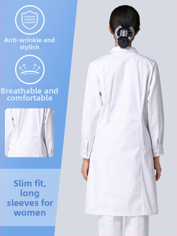 Ανδρικός ιατρικός ρόμπα, μακριά μανίκια, λειτουργία κατά των ρυτίδων, ύφασμα από βαμβακό-μίγμα, επένδυση πολυεστέρα, ιατρικά εργασιακά ρούχα