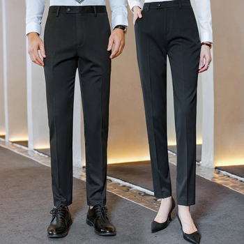 Vīriešu Slim-Fit bikses ar taisnu kāju, kokvilnas maisījuma audums, 62.1% poliesteris, darbam, visām sezonām