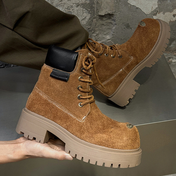 Vīriešu velūra zābaki ar gumijas zoli, iekšējā sieta odere, preces kods 43156, ikdienas stils