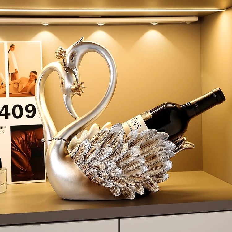 Suport de vin în formă de lebădă — rășină, stil lux