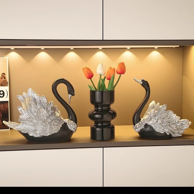 Suport de vin în formă de lebădă — rășină, stil lux