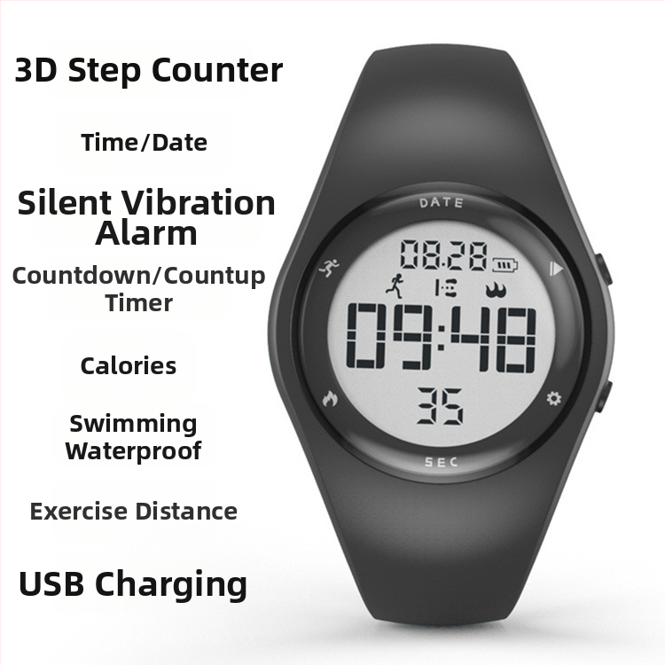 T5A Ceas Digital pentru Copii – Alarmă, Cronograf, Calendar, Ora Mondială, Numărător de Pași, Rezistent la apă 50 m