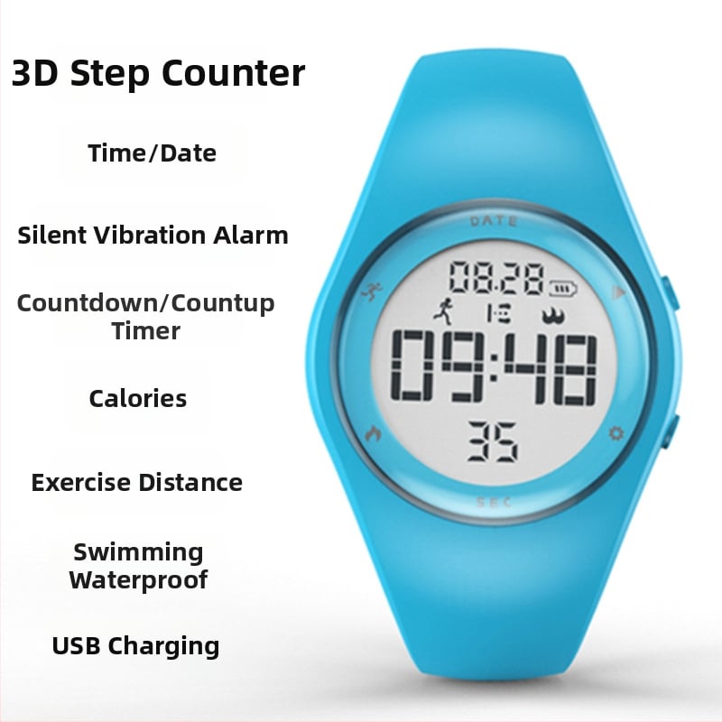 T5A Ceas Digital pentru Copii – Alarmă, Cronograf, Calendar, Ora Mondială, Numărător de Pași, Rezistent la apă 50 m