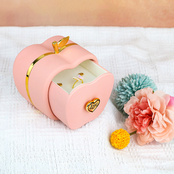 Κουτί κοσμημάτων με συρτάρι σε σχήμα μήλου, φινίρισμα λακ με απτική υφή, συσκευασία για δαχτυλίδια και κολιέ, Μοντέλο JINAO-SJP01