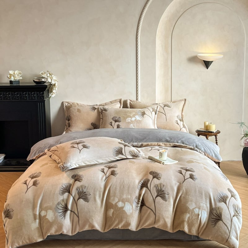 Négy részes ágynemű garnitúra virágos mintával, reaktív nyomtatás, tejfleece, antistatikus