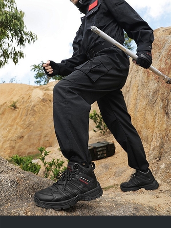 Augstas taktiskās kurpes ārpuskempingam — augšējā daļa no mikrošķiedras + Oxford audums, zole MD + TPR, svars 1000 g, vīriešiem