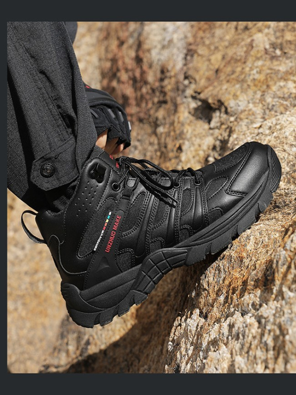 Augstas taktiskās kurpes ārpuskempingam — augšējā daļa no mikrošķiedras + Oxford audums, zole MD + TPR, svars 1000 g, vīriešiem