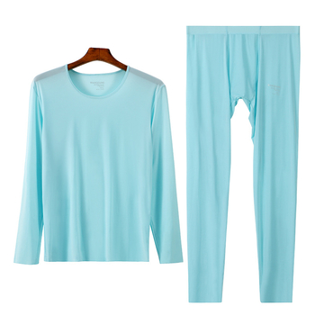 Ανδρικό σετ εσωρούχων από ice silk: μακρυμάνικο εσώρουχο με λαιμόκοψη crew neck και παντελόνι, ultra-thin ύφασμα, 90–95% νάιλον, διαμόρφωση σώματος