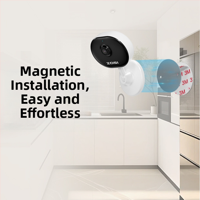 ZOSI domáca bezdrôtová kamera na dohľad, 2MP HD, nočné videnie, Wi-Fi, 4 mm objektív, vzdialený prístup cez mobil