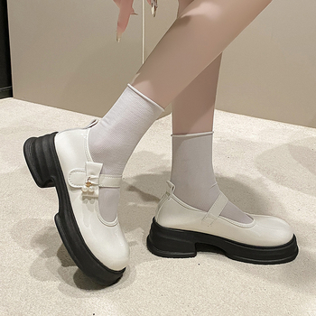 Mary Jane loafers: στρογγυλή μύτη, PU πάνω μέρος, φτέρνα 3–5 εκ., αγκράφα