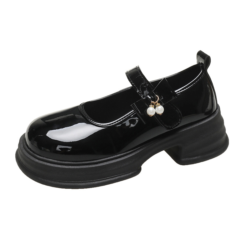 Mary Jane loafers: στρογγυλή μύτη, PU πάνω μέρος, φτέρνα 3–5 εκ., αγκράφα