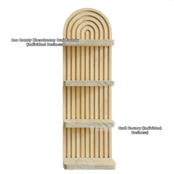 Αψιδωτό ξύλινο ράφι τοίχου για γλάστρες – 4 επίπεδα, απλός μοντέρνος σχεδιασμός, ράφι αποθήκευσης για σαλónι και υπνοδωμάτιο