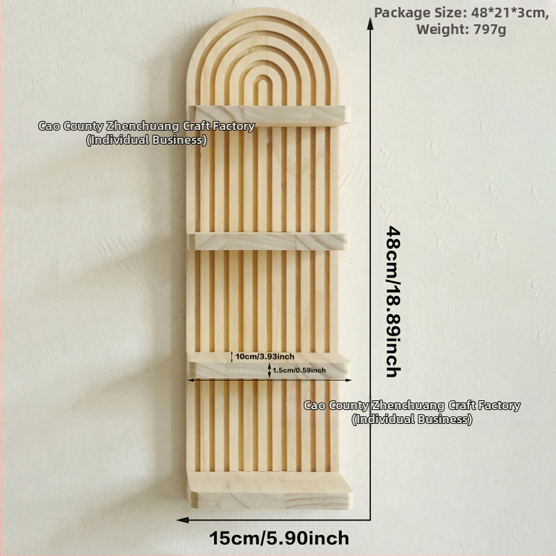 Αψιδωτό ξύλινο ράφι τοίχου για γλάστρες – 4 επίπεδα, απλός μοντέρνος σχεδιασμός, ράφι αποθήκευσης για σαλónι και υπνοδωμάτιο