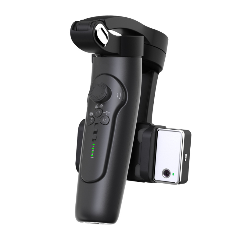 Gimbal inteligent pentru smartphone cu urmărire pe două axe, stabilizator cu trei axe și lumină magnetică portabilă pentru streaming live, rotire orizontală de 360° și înclinare verticală de 48°