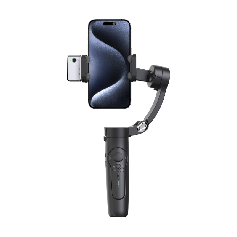 Gimbal inteligent pentru smartphone cu urmărire pe două axe, stabilizator cu trei axe și lumină magnetică portabilă pentru streaming live, rotire orizontală de 360° și înclinare verticală de 48°