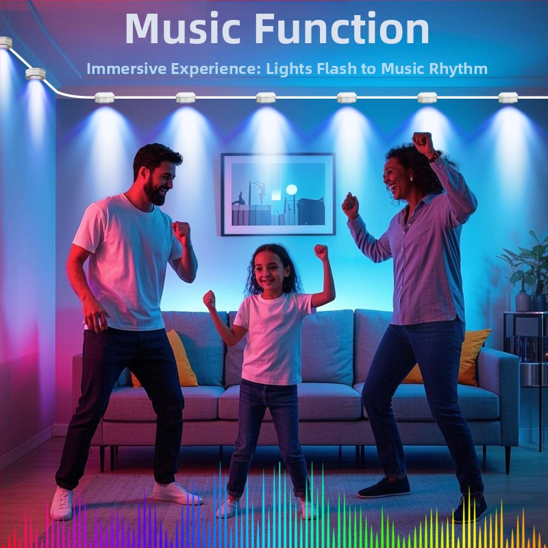 Vnútorná LED svetelná reťaz SKS-JZ-51, napájanie 5V USB, 10x5050 LED, 120° uhol lúča, 10W, Bluetooth app + ovládanie hlasom