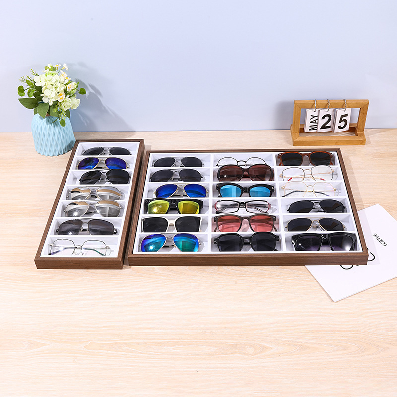 Sincere Поставка за очила, 18-слотова настолна витрина, плотностна дъска, 1 слой, комплект от 12 броя