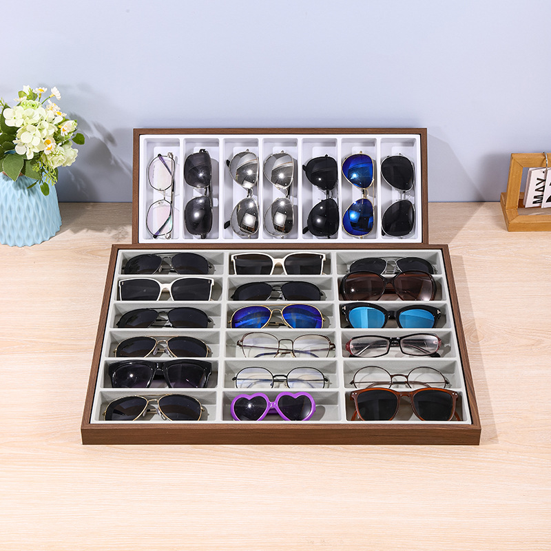 Sincere Поставка за очила, 18-слотова настолна витрина, плотностна дъска, 1 слой, комплект от 12 броя