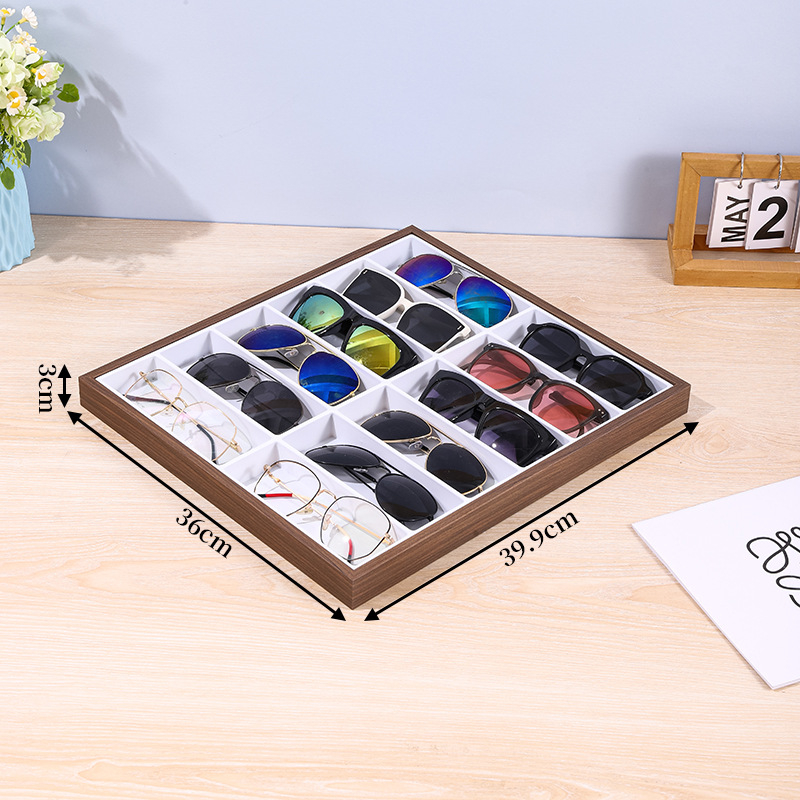 Sincere Поставка за очила, 18-слотова настолна витрина, плотностна дъска, 1 слой, комплект от 12 броя