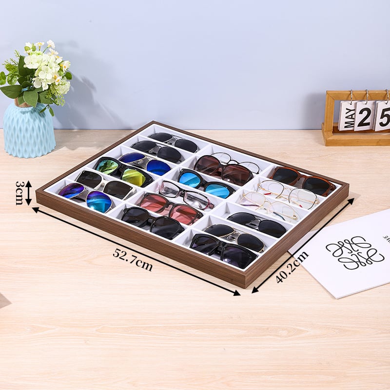 Sincere Поставка за очила, 18-слотова настолна витрина, плотностна дъска, 1 слой, комплект от 12 броя