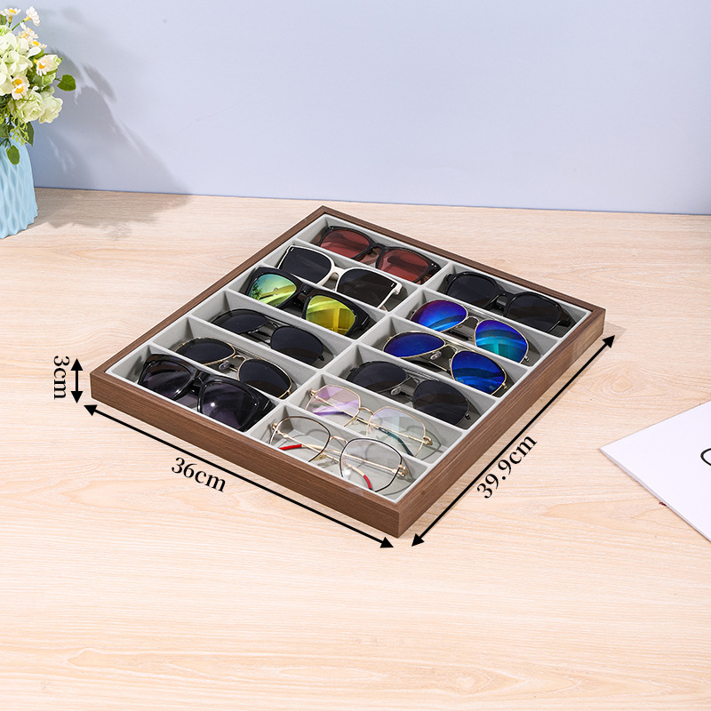 Sincere Поставка за очила, 18-слотова настолна витрина, плотностна дъска, 1 слой, комплект от 12 броя