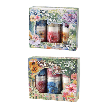 Комплект декоративни ленти с флорална тема, 2 стила, 6 ролки, самозалепващи, принтиран дизайн