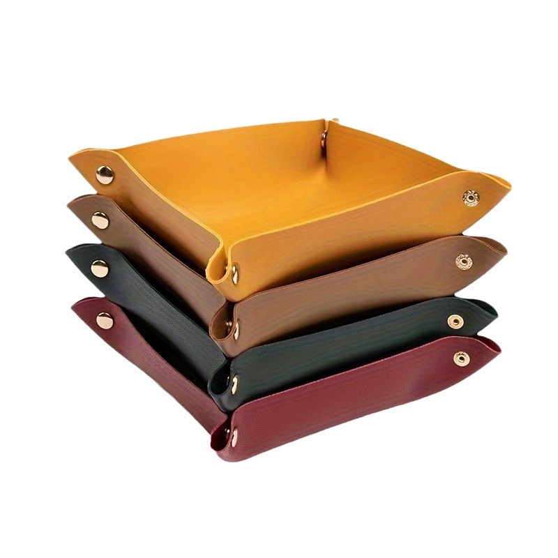 Cutie pătrată din piele PU, pliabilă, pentru chei, cosmetică și bijuterii, capacitate 18L, imprimare logo disponibil