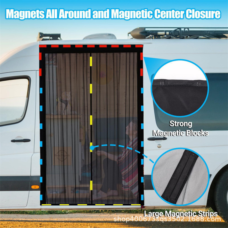 Magnetinė musių tinklas MPV automobiliui – dalinai skaidrus tinklas, kabėjimo tipas: kabinamas, universalus naudojimas, prekės numeris MZSNSQ-339