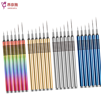 Писалка за рисуване на нокти с иглена тръба, фина линия, метална дръжка