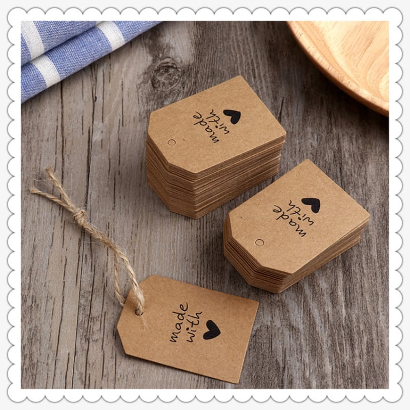 Ετικέτες δώρων από χαρτί kraft με εκτύπωση offset, προσαρμόσιμη επεξεργασία, 100 τεμαχίων ανά συσκευασία, περιλαμβάνει κορδόνι κάνναβης, κατάλληλες για συσκευασία δώρων, κρεμαστά και σελιδοδείκτες