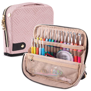 Geantă cu set de unelte pentru croșetat – Quilted, personalizabilă, portabilă; stil geantă de mână, material Peach Skin, spații de depozitare multipurpose pentru călătorii și living, model Z50