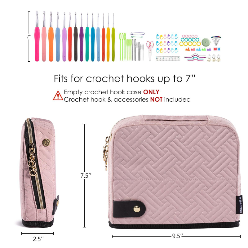 Geantă cu set de unelte pentru croșetat – Quilted, personalizabilă, portabilă; stil geantă de mână, material Peach Skin, spații de depozitare multipurpose pentru călătorii și living, model Z50