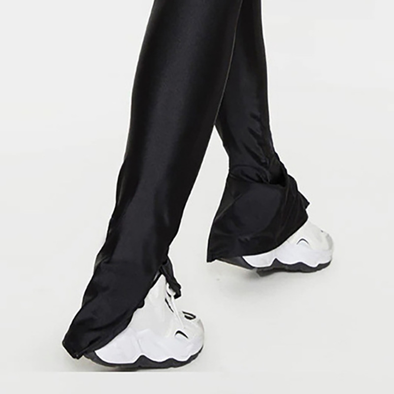 Pantaloni de yoga pentru femei, talie înaltă, deschidere laterală, croială strânsă, poliester-elastan, stil street-hipster