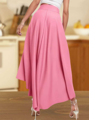 Пола с неравен подгъв, средна дължина, полиестер 95%+, елегантен стил, микроеластична