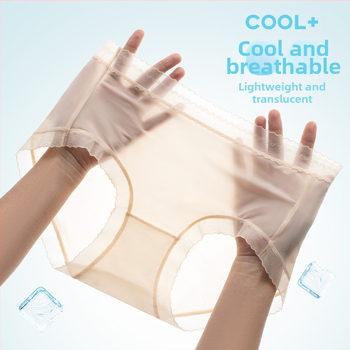 Γυναικείο εσώρουχο με ψηλή μέση από Ice Silk; επένδυση καβάλου Mulberry μετάξι; κύριο ύφασμα Nylon 80-90%; θερινή συλλογή 2025.