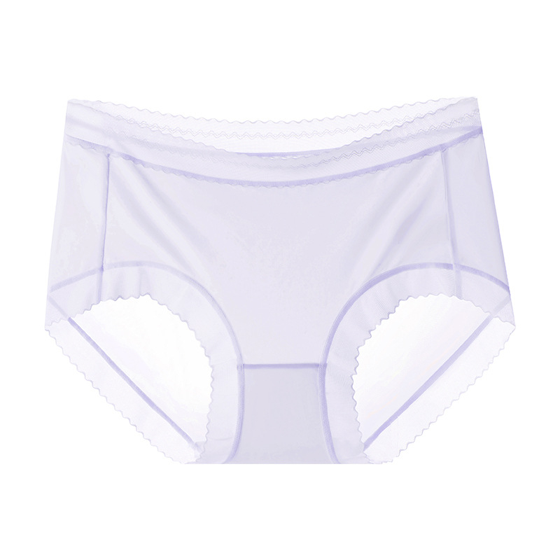 Moterų aukštu liemeniu apatiniai iš Ice Silk; kirkšnies pamušalas Mulberry šilkas; pagrindinis audinys Nylon 80-90%; vasaros 2025 kolekcija.